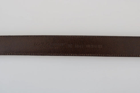 Dolce & Gabbana Blue Perforated Leather Gray Buckle Belt